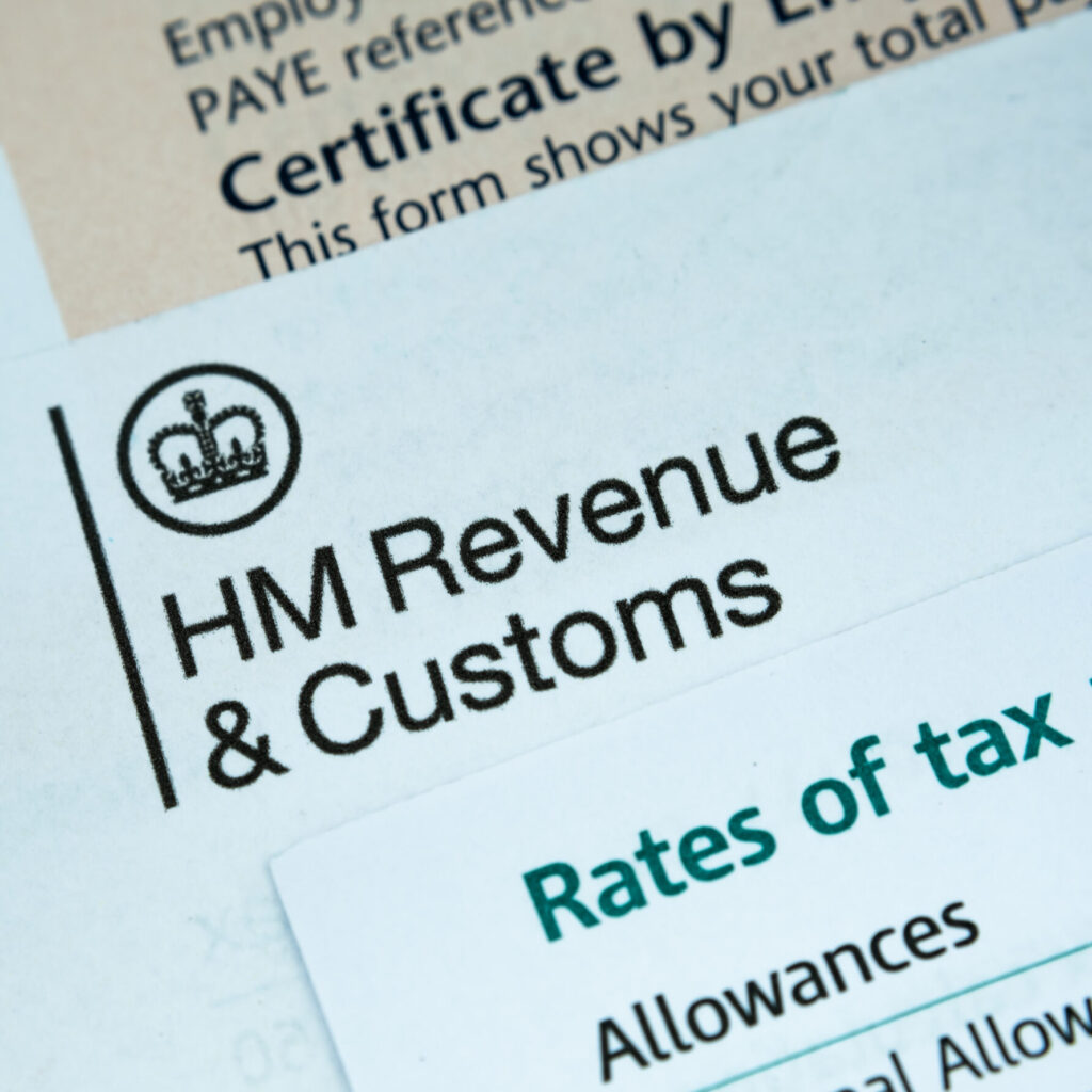 A snippet of an HM Revenue & Customs tax form